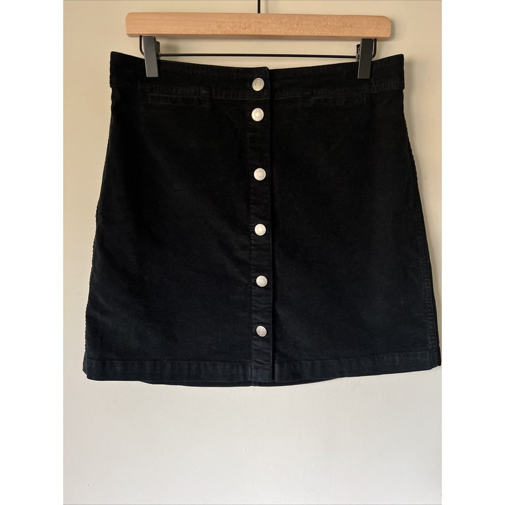 J.Crew Black Corduroy  Button Down Front Skirt Size 29 Cute Career Classic Fall